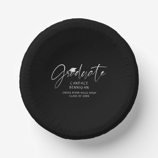 Bols En Carton Script moderne Casquette blanc noir (Recto)