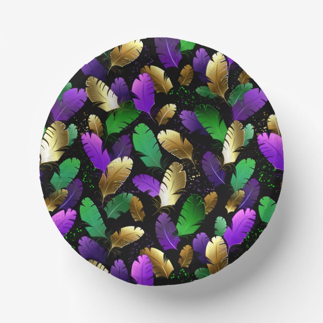 Bols En Carton Seamless Pattern with Mardi Gras feathers (Recto)