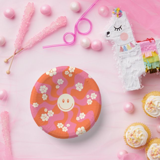 Bols En Carton Smile - rose, orange et crème (Fête)