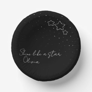 Bols En Carton Star Trio en noir et blanc avec message et nom