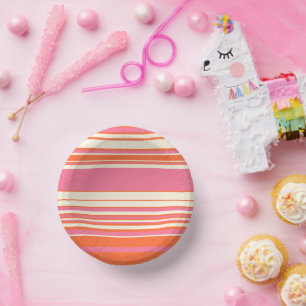 Bols En Carton Stripes complexes - rose, orange et crème