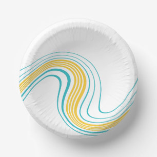 Bols En Carton Swirl simple - Turquoise et jaune