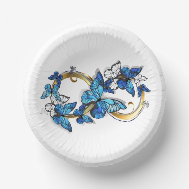 Bols En Carton Symbole infini de papillons Morpho bleus (Recto)