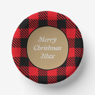 Bols En Carton Tartan motif noir et rouge personnalisé Xmas