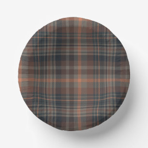 Bols En Carton Tartan Plaid Bois Terre Sombre  