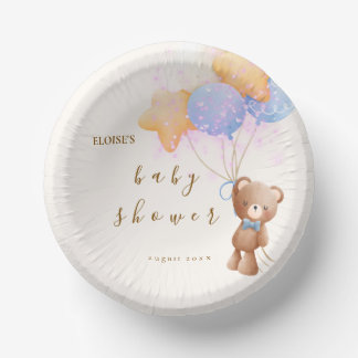 Bols En Carton Teddy Bear Balloon Bearly Wait Baby Shower Paper
