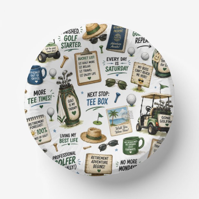 Bols En Carton Thème retraite de golf  (Recto)