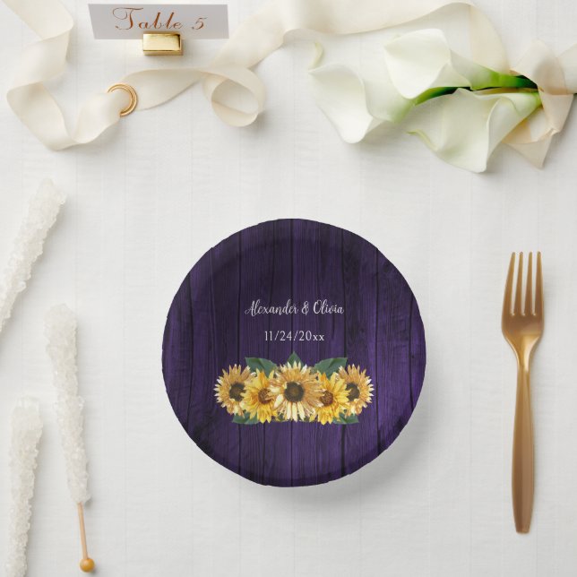 Bols En Carton Tournesol violet rustique Mariage Bowles en papier (Mariage)