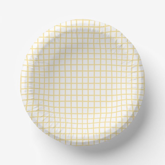 Bols En Carton Trellis Canari Jaune - Blanc (Recto)