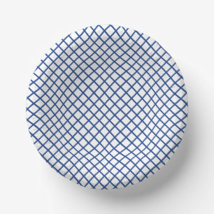 Bols En Carton Trellis Diamant Bleu Vrai - Blanc