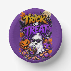 Bols En Carton Trick Or Treat Halloween 7" Rond