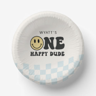Bols En Carton Un joyeux Mec Sourire Visage premier anniversaire