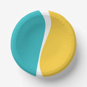 Bols En Carton Vagues simples 2 en Turquoise, Jaune et Blanc
