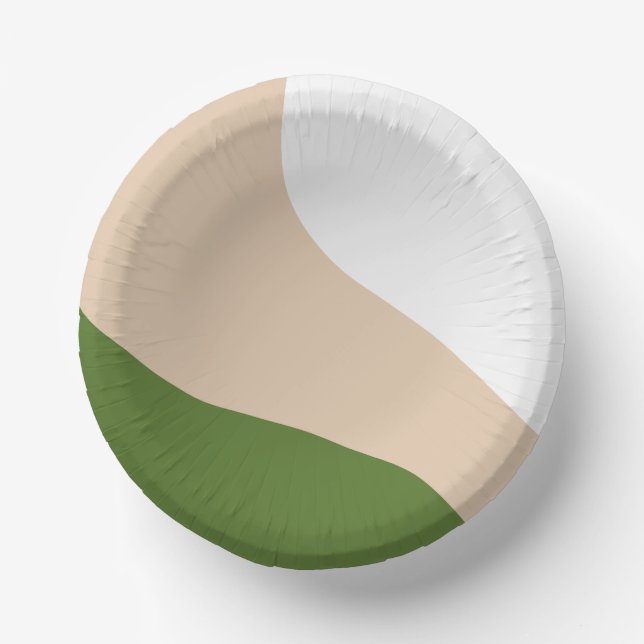 Bols En Carton Vagues simples - Blanc, Sable et Palm Vert (Recto)