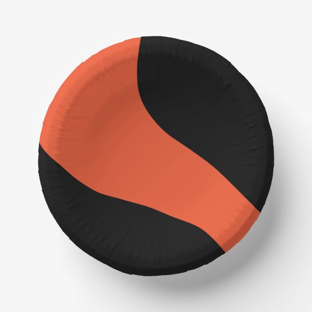 Bols En Carton Vagues simples en noir et orange (Recto)
