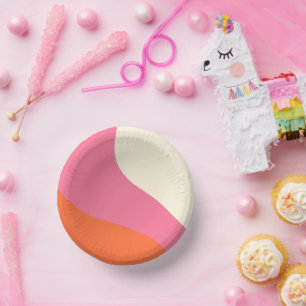 Bols En Carton Vagues simples - rose, orange et crème