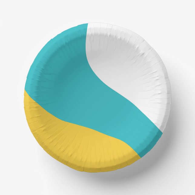 Bols En Carton Vagues simples - Turquoise et Jaune (Recto)