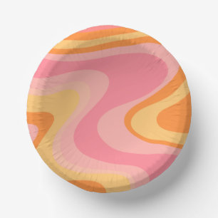 Bols En Carton Vibe rétro Abstrait Swirl 60s les années 70 rose e