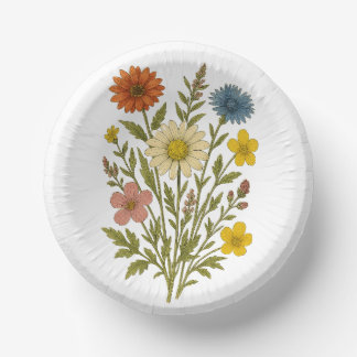 Bols En Carton Vintage Botanical Wildflower Paper Plate/