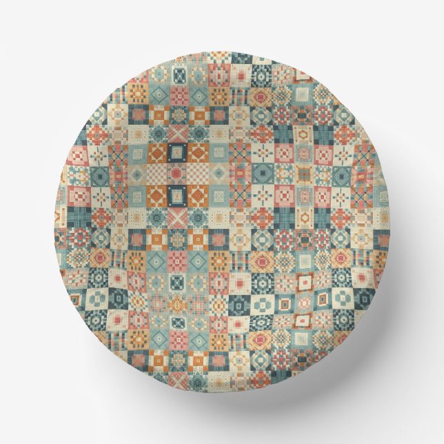 Bols En Carton Vintage, patchwork, paré (Recto)