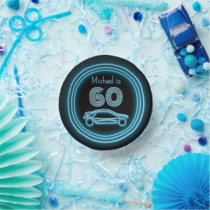 Bols En Carton Voiture en noir et néon bleu avec Fête masculine d