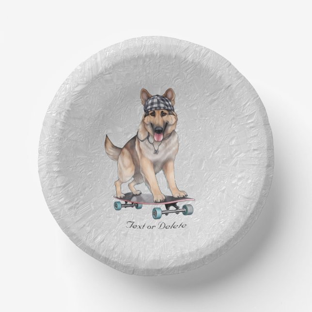 Bols En Carton Watercolor German Shepherd Paper Bowl (Recto)