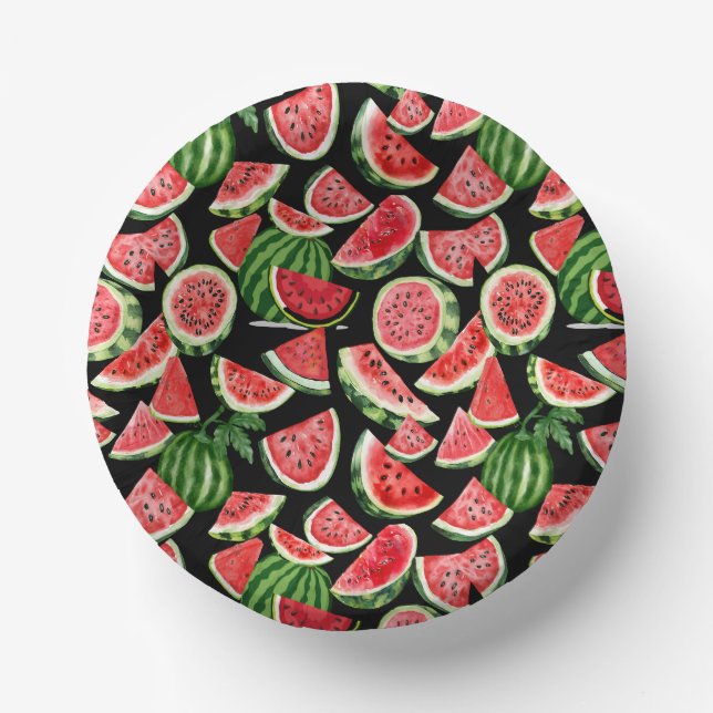 Bols En Carton Watercolour Watermelon Paper Bowls – Summer Party (Recto)