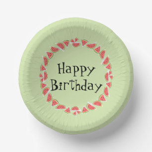 Bols En Carton Watermelon Green Pieces Cercle Joyeux Anniversaire