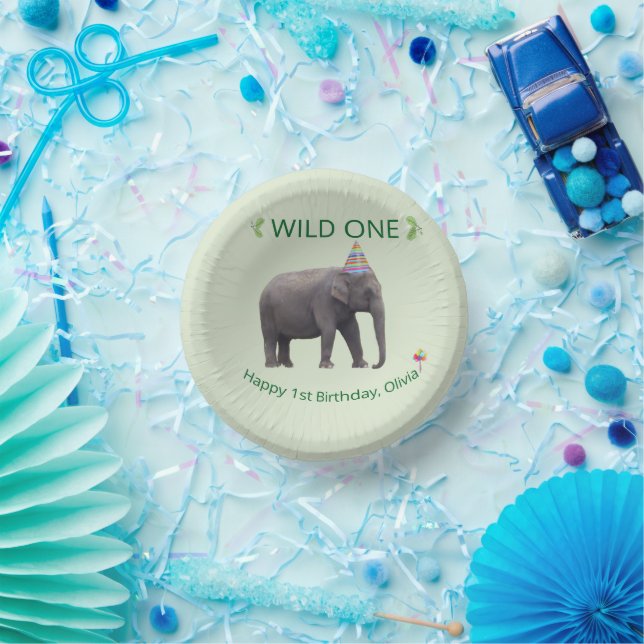 Bols En Carton Wild One Elephant Birthday Artwork (Fête)