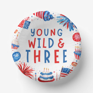 Bols En Carton Young Wild et Three 4 juillet 3e anniversaire