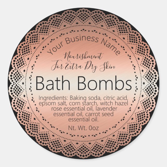 Bombe de bain Faux Rose Gold Sticker Étiquette fai (Devant)