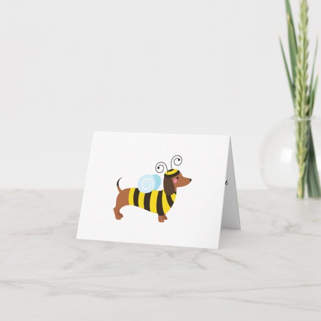 BOMBLEBEE DACHSHUND BLANC GREETING CARTE (Devant)