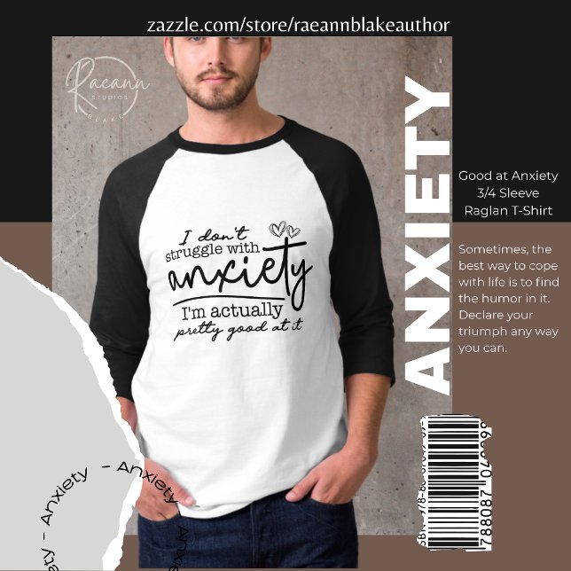 Bon à l'anxiété 3/4 Sleeve Raglan T-shirt (Créateur téléchargé)