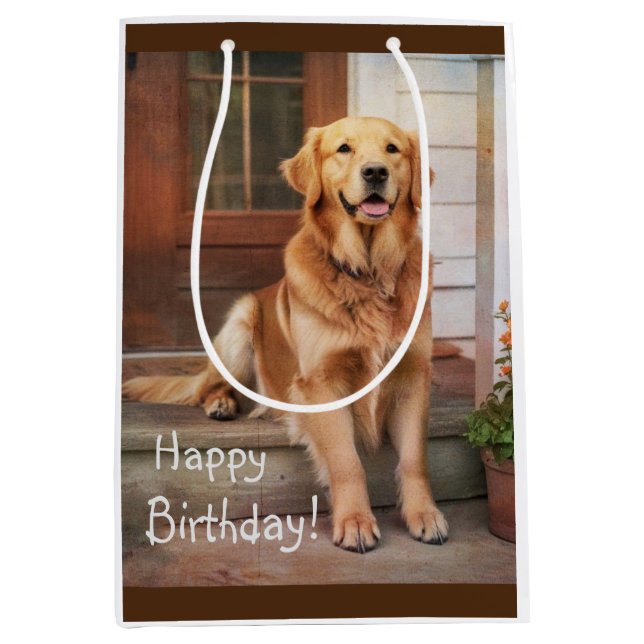 Bon Anniversaire Golden Retriever Cadeau Sac (Devant)