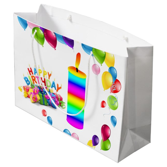 Bon Anniversaire Sac Cadeau Bougie Ballons (Dos Angle)
