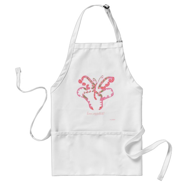 bon appétit ! tablier papillon rose (Devant)