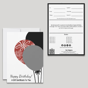 Bon Ballons d'anniversaire Certificat cadeau