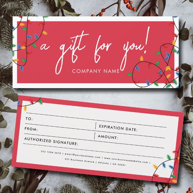 Bon cadeau cadeau de Noël pour les entreprises (Christmas Lights Business Gift Certificate Voucher)