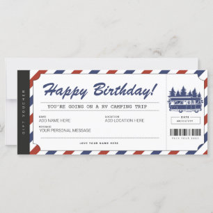 Bon cadeau Camping RV Certificat de camp d'été