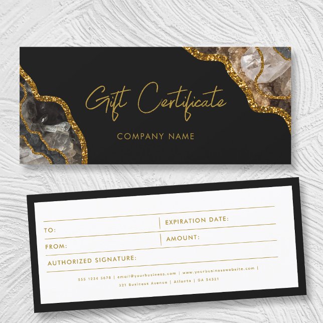 Bon cadeau de Black Gold Agate Business (Black Gold Agate Business Gift Certificate Voucher)