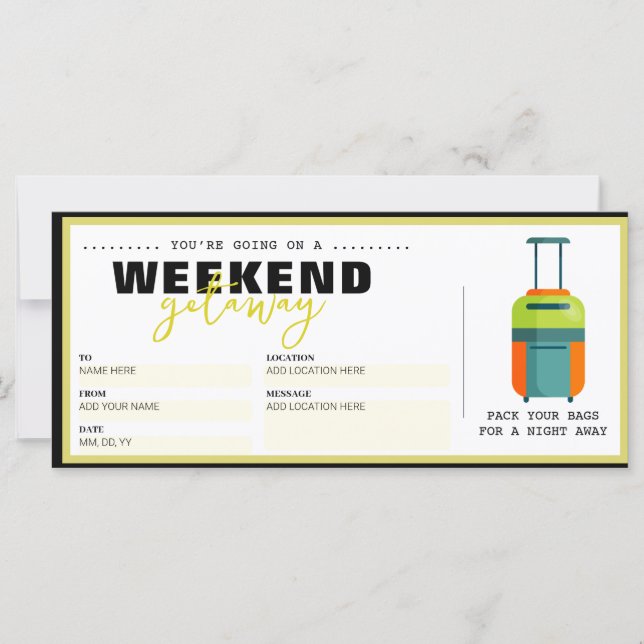 Bon cadeau de voyage Anniversaire Surprise (Devant)