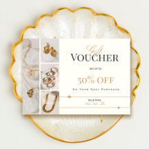 Bon cadeau élégant pour bijoux | Carte de réductio