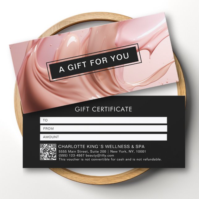 Bon de cadeau code QR du salon de beauté Rose Blus (Blush Pink Beauty Salon QR Code Gift Certificate)