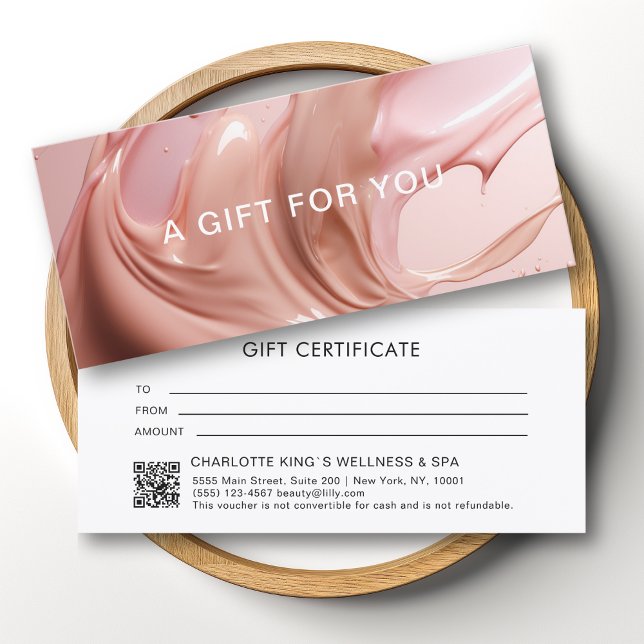 Bon de cadeau code QR du Salon de beauté Rose Blus (Blush Pink Beauty Salon QR Code Gift Certificate)
