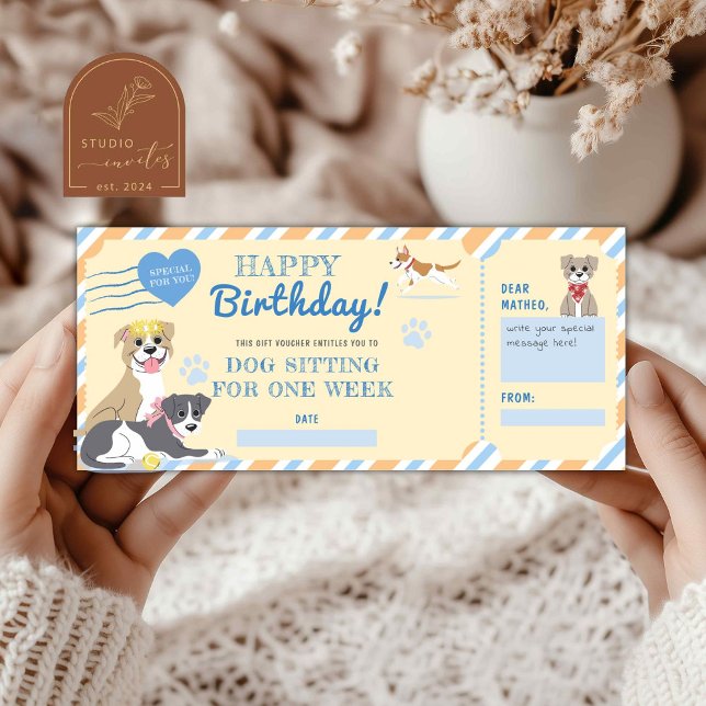 Bon de cadeau d'anniversaire pour la garde de chie (Créateur téléchargé)