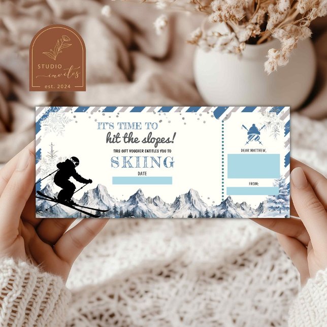 Bon de cadeau de vacances de ski de Noël (Créateur téléchargé)