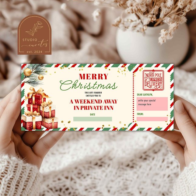 Bon de cadeau de week-end de vacances de Noël (Créateur téléchargé)