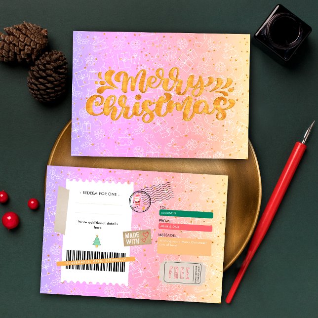 Bon de Cadeau Noël Motif Violet Rose (Créateur téléchargé)