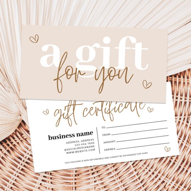 Bon de certificat cadeau Moderne Boho (Boho Gift Certificate)
