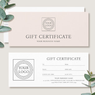 Bon de certificat cadeau rose avec logo personnali